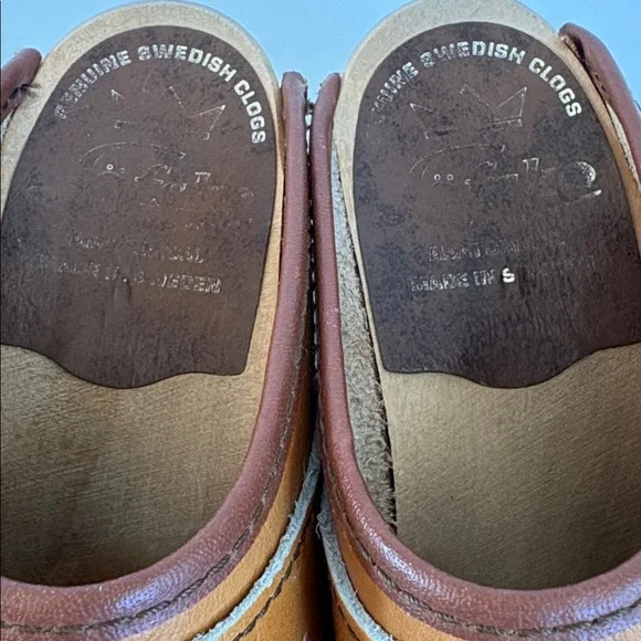 Vintage Lofsko genuine Swedish clogs wooden clog cognac colored leather size 35 - Picture 5 of 16